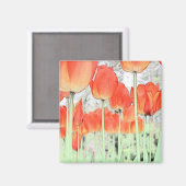 郁 金 香. Artistieke rode tulpbloem. Magneet (Voorkant / Achterkant)