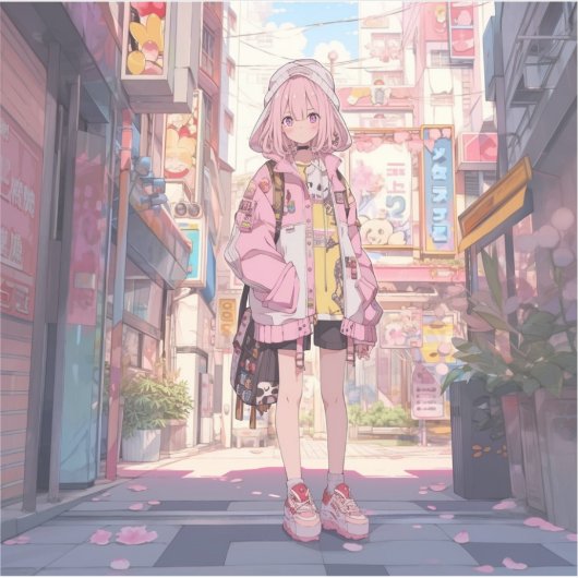 都会の桜色/Urban Pink Seal | 東京娘 GenerartiveAI Sticker (Voorkant)