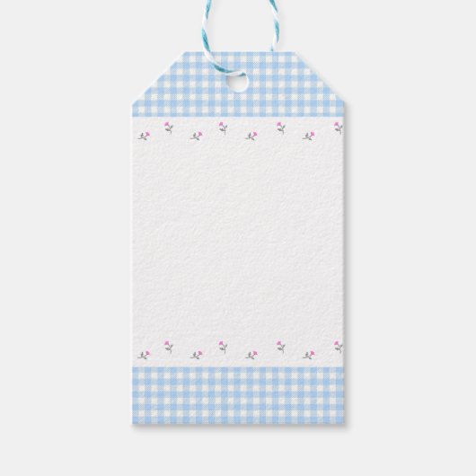 野ばら＆チェック（ブルー）  CADEAULABEL (Voorkant)