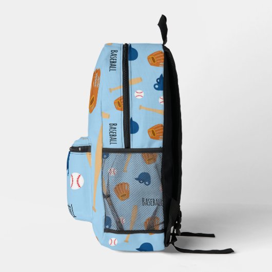 野球柄（ブルー） BEDRUKTE RUGZAK (Rechts)