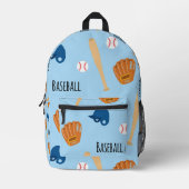 野球柄(ブルー) BEDRUKTE RUGZAK (Voorkant)