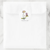 金魚と蓮　カラー　Black logo ver. Ronde Sticker (Tas)