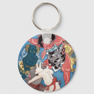 金 太 動 物, 国 Kintaro & Animals, Kuniyoshi, Ukiyo-e Sleutelhanger