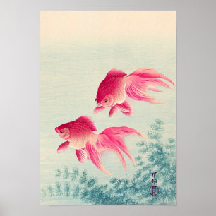 金 魚, 古 Paar Goldfish, Koson, Ukiyo-e, Woodcut Poster