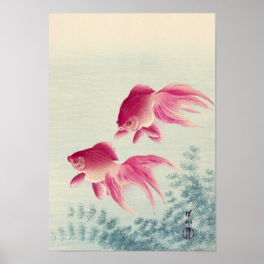 金 魚, 古 Paar Goldfish, Koson, Ukiyo-e, Woodcut Poster (Voorkant)