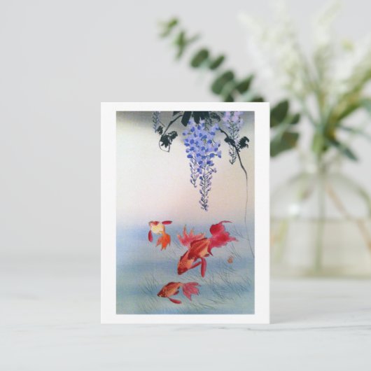 金 魚 藤, 小 原 Goldfish en Wisteria, Ohara Kohara Briefkaart (Staand voorkant)
