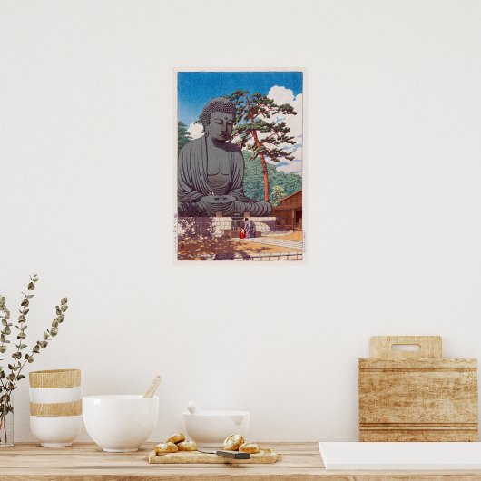 鎌 倉 仏, Great Buddha in Kamakura, Hasui Kawase Poster (Keuken)