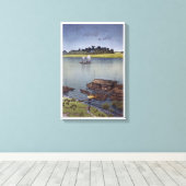 雨 の 川, 川 瀬 zomerregen, Arakawa, Hasui Kawase Canvas Afdruk (Insitu (Houten vloer))