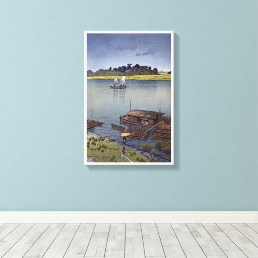 雨 の 川, 川 瀬 zomerregen, Arakawa, Hasui Kawase Canvas Afdruk (Insitu (Houten vloer))