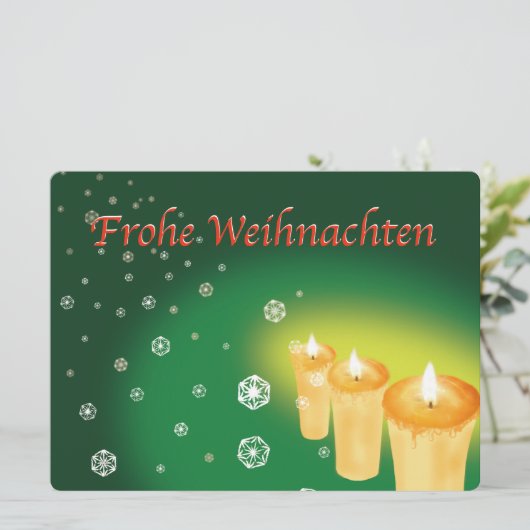 雪を麻の葉文様で描いたクリスマスカード (Frohe Weihnachten) Kaart (Staand voorkant)