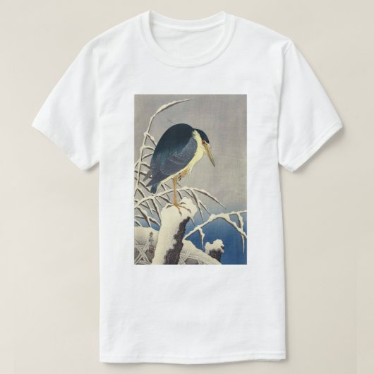 雪 に ギ, 小 原 Blue heron in de Snow, Ohara Kohara T-shirt (Design voorkant)