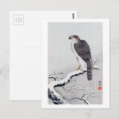 雪 に 鷹, 古 Hawk op de sneeuwstak, Ohara Koson Briefkaart (Voorkant / Achterkant)