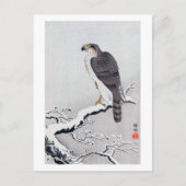 雪 に 鷹, 古 Hawk op de sneeuwstak, Ohara Koson Briefkaart (Voorkant)