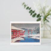 雪 の 島, Miyajima Shrine in Snow, Hasui Kawase Briefkaart (Staand voorkant)
