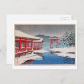 雪 の 島, Miyajima Shrine in Snow, Hasui Kawase Briefkaart (Voorkant / Achterkant)