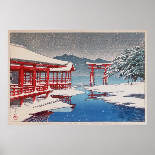 雪 の 島, Miyajima Shrine in Snow, Hasui Kawase Poster (Voorkant)