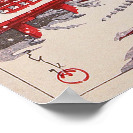 雪 の 島, Miyajima Shrine in Snow, Hasui Kawase Poster (Hoek)