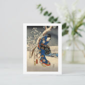 雪 の 者, 豊 Geisya in Snow, Toyokuni, Ukiyo-e Briefkaart (Staand voorkant)