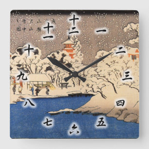 雪 の 草,国 Snowy Asakusa, Kuniyoshi, Ukiyo-e Vierkante Klok
