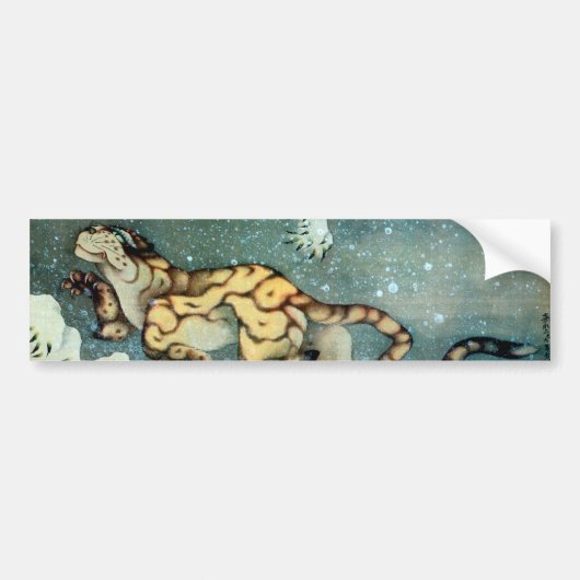 雪 図, 北 斎 Tiger in de sneeuw, Hokusai Bumpersticker (Voorkant)
