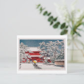 雪 増 寺 Zôjô-ji Temple in de sneeuw, Hasui Kawase Briefkaart (Staand voorkant)