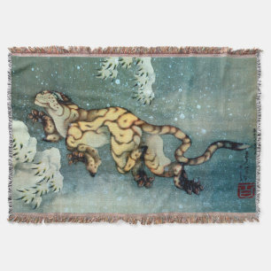 雪 虎, 北 斎 Tiger in de sneeuw, Hokusai, Art Deken