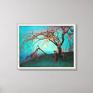 雲 桜, Kumoi Cherry Blossom, Yoshida, Woodcut Canvas Afdruk