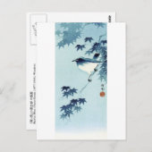 青い鳥, 古邨 Vogel in Blauw, Koson, ukiyo-E Briefkaart (Voorkant / Achterkant)