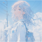 青と夏/Blue and Summer | 東京娘 GenerartiveAI シール Sticker (Voorkant)