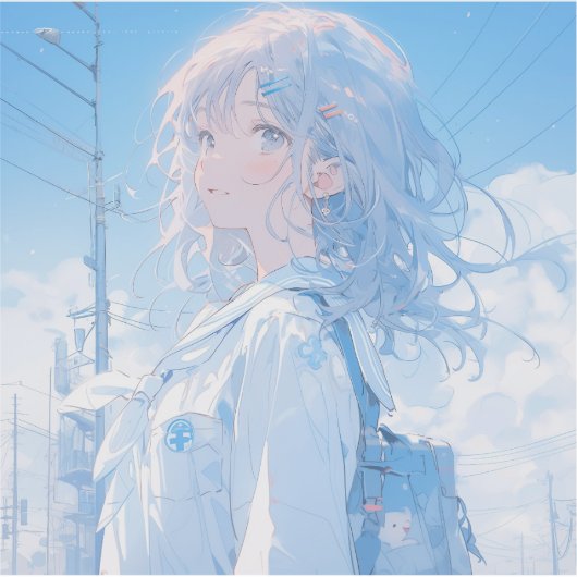 青と夏/Blue and Summer | 東京娘 GenerartiveAI シール Sticker (Voorkant)