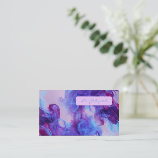 青と紫のスモークデザイン VISITEKAARTJE (Staand voorkant)