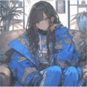 青春のインディゴ/Indigo Youth Seal | 東京娘 GenerartiveAI シール Sticker (Voorkant)