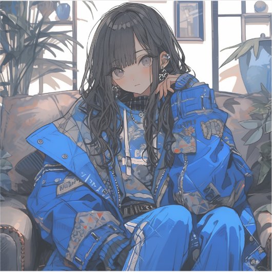 青春のインディゴ/Indigo Youth Seal | 東京娘 GenerartiveAI シール Sticker (Voorkant)