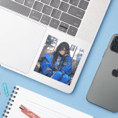 青春のインディゴ/Indigo Youth Seal | 東京娘 GenerartiveAI シール Sticker (Laptop met iPhone)