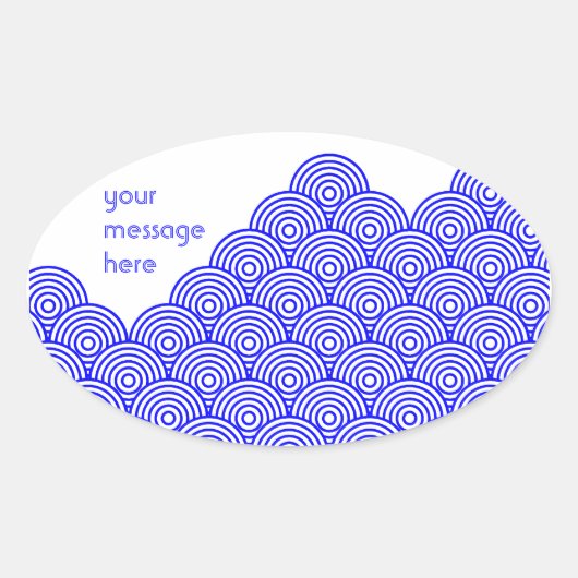 青海波風(青色) OVALE STICKER (Voorkant)