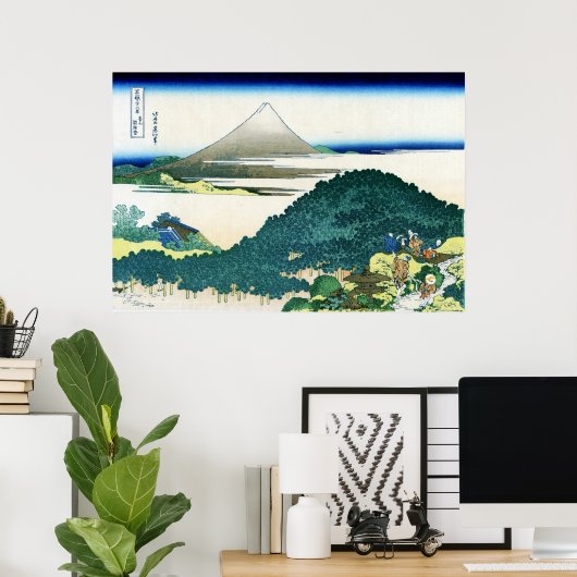 青 円 松, 北 Uitzicht Mt. Fuji uit Aoyama, Hokusai, 山  Poster (Thuiskantoor)