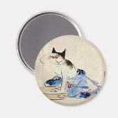 顔 洗 猫, 広 重 Kat Wash, Hiroshige Magneet (Voorkant / Achterkant)