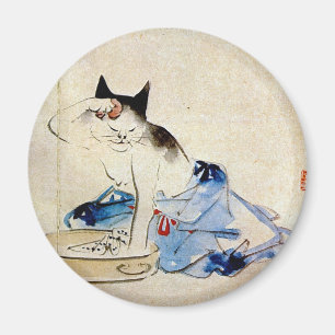 顔 洗 猫, 広 重 Kat Wash, Hiroshige Magneet