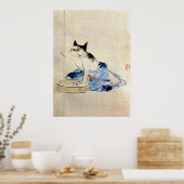 顔 洗 猫, 広 重 Kat Wash, Hiroshige Poster (Keuken)
