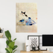 顔 洗 猫, 広 重 Kat Wash, Hiroshige Poster (Thuiskantoor)