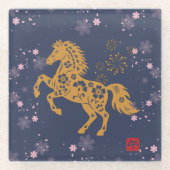 馬と綺麗な桜♡ GLAZEN ONDERZETTER (Voorkant)