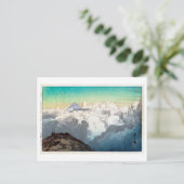 駒 岳 頂, Peak of Komagatake, Yoshida, Woodcut Briefkaart (Staand voorkant)