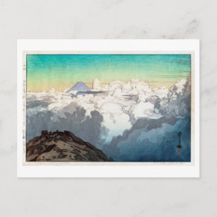 駒 岳 頂, Peak of Komagatake, Yoshida, Woodcut Briefkaart