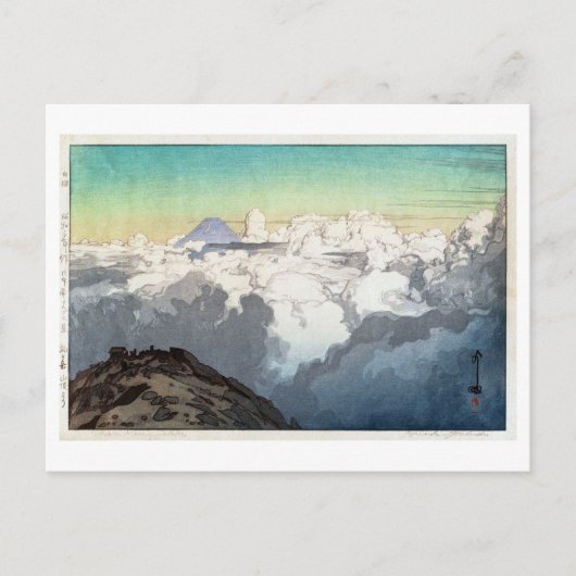 駒 岳 頂, Peak of Komagatake, Yoshida, Woodcut Briefkaart (Voorkant)