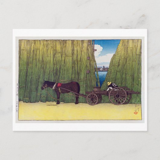 駒 形 岸, Komagata Embankment, Hasui Kawase, Woodcut Briefkaart (Voorkant)