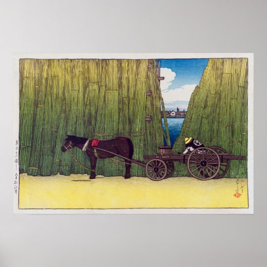 駒 形 岸, Komagata Embankment, Hasui Kawase, Woodcut Poster (Voorkant)