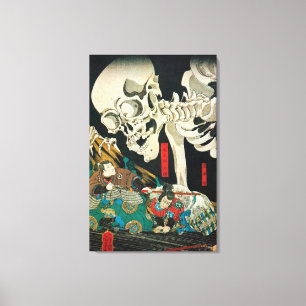 骸 骨, 国 Skeleton, Kuniyoshi, Ukiyo-e Canvas Afdruk