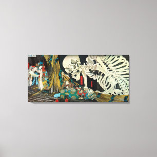 骸 骨, 国 Skeleton, Kuniyoshi, Ukiyo-e Canvas Afdruk