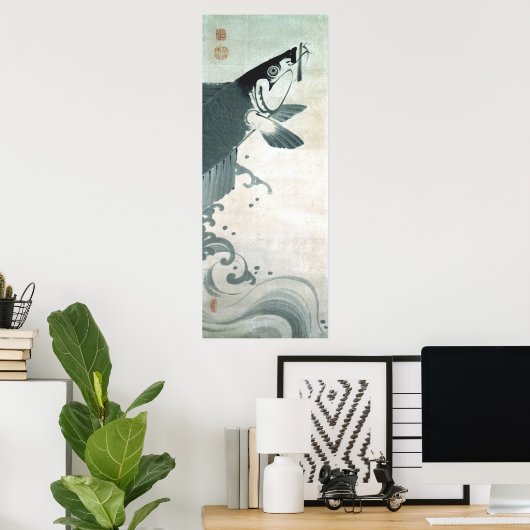 鯉 魚 図, 若 Carp (Koi), Jakuchu, Japan Art Poster (Thuiskantoor)