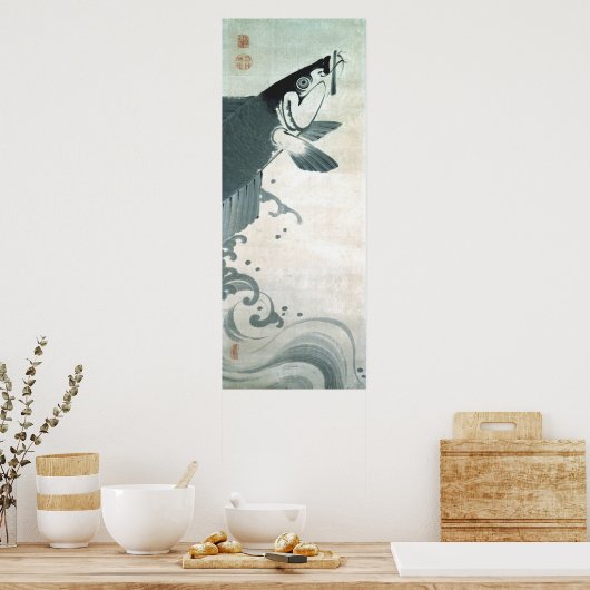 鯉 魚 図, 若 Carp (Koi), Jakuchu, Japan Art Poster (Keuken)